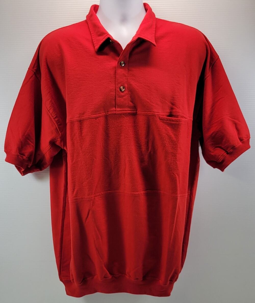 B) Crescent Bay Men's Short Sleeve Polo Shirt Red 2XL